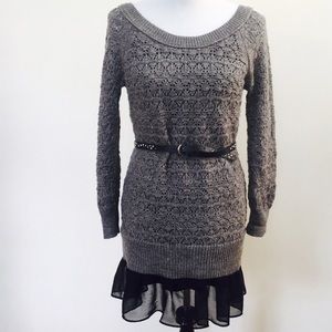 Chiffon Ruffle Sweater Dress